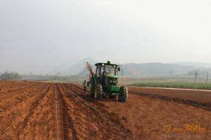 1月21-23日，在“甘蔗之乡”广西崇左扶绥县，进行了一场配备约翰迪尔ATU自动导航系统的新6B系列拖拉机带着甘蔗播种机作业演示会。