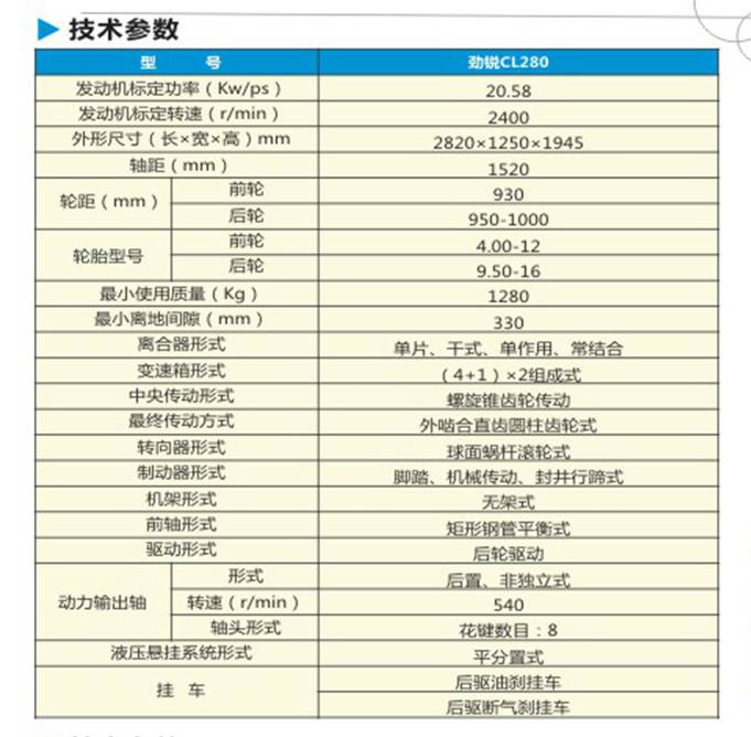 川龙cl280轮式拖拉机