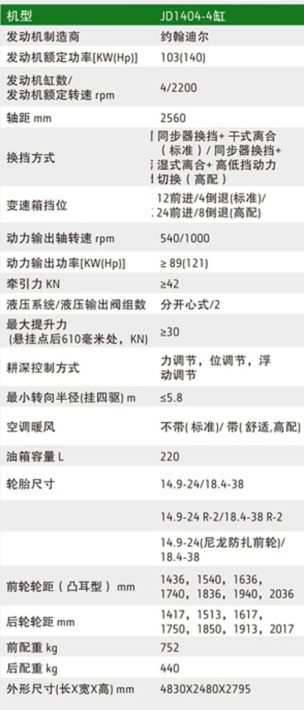 约翰迪尔820拖拉机参数图片